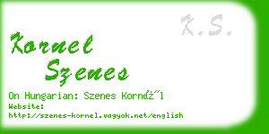 kornel szenes business card